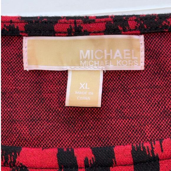 Michael Michael Kors Dress Women’s XL Red Black Animal Print Long Sleeve - Picture 6 of 15